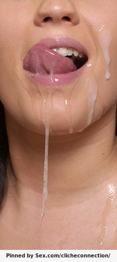 Licking Lips Dripping With Jizz